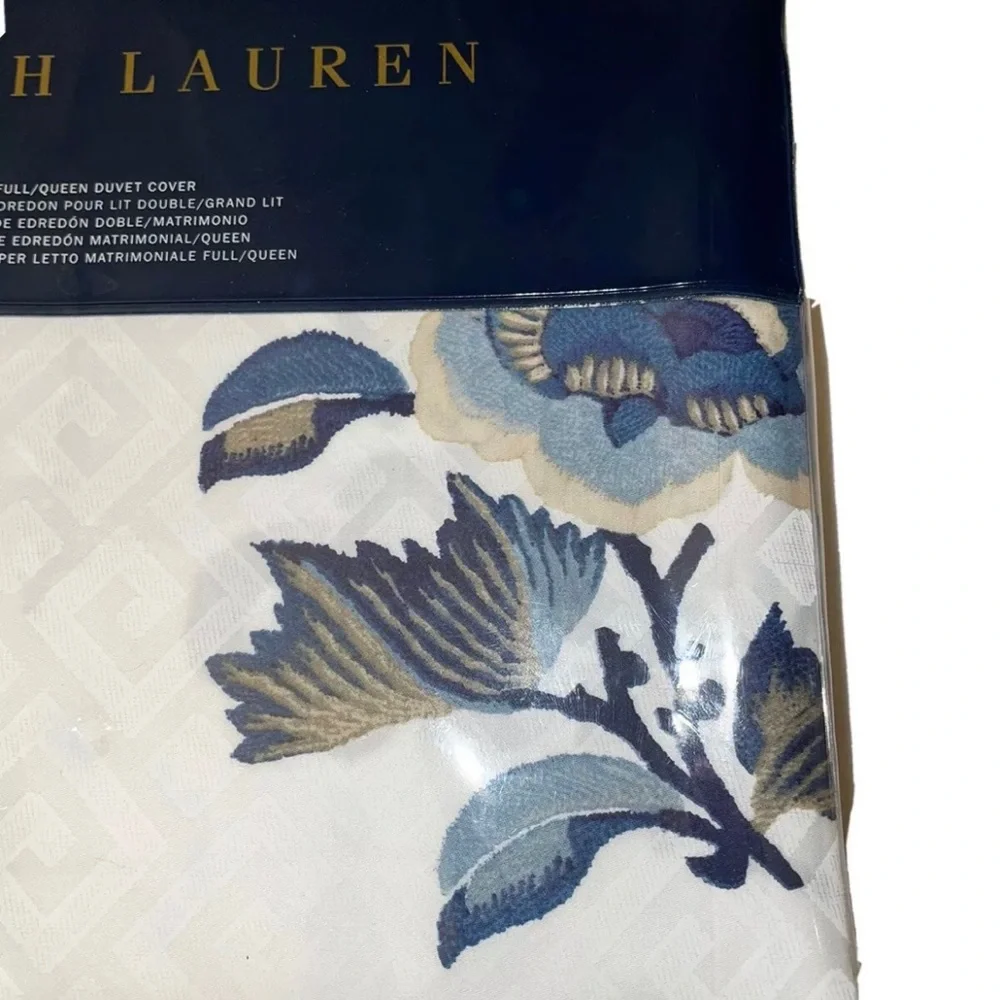 🎉HP🎉New! Ralph Lauren BlancBleu Fallon Floral SateenDuvet Queen+ 2 St Shams $615 - Picture 9 of 16